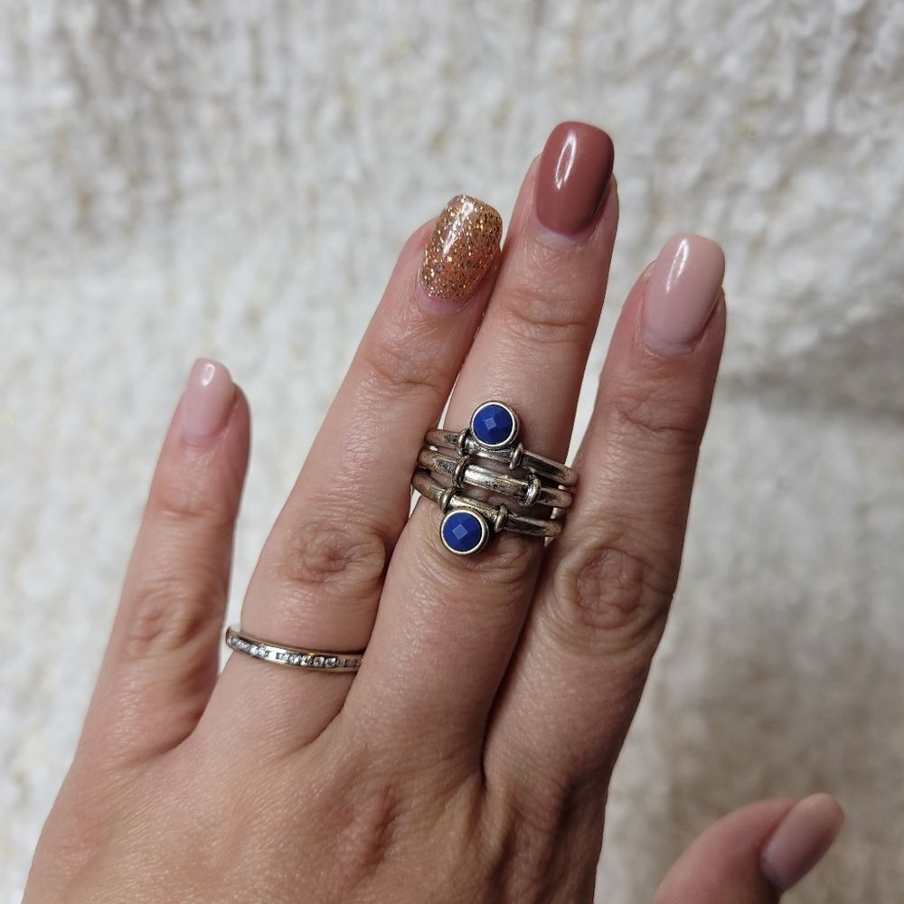 Lucky Brand Blue Lapis Stacking Ring set of 3 size 7